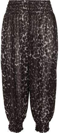 Leopard-Print Chiffon Tapered Pants