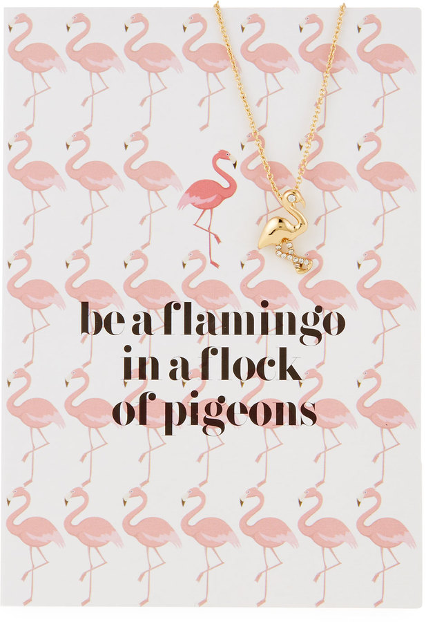 Flamingo Necklace with Card