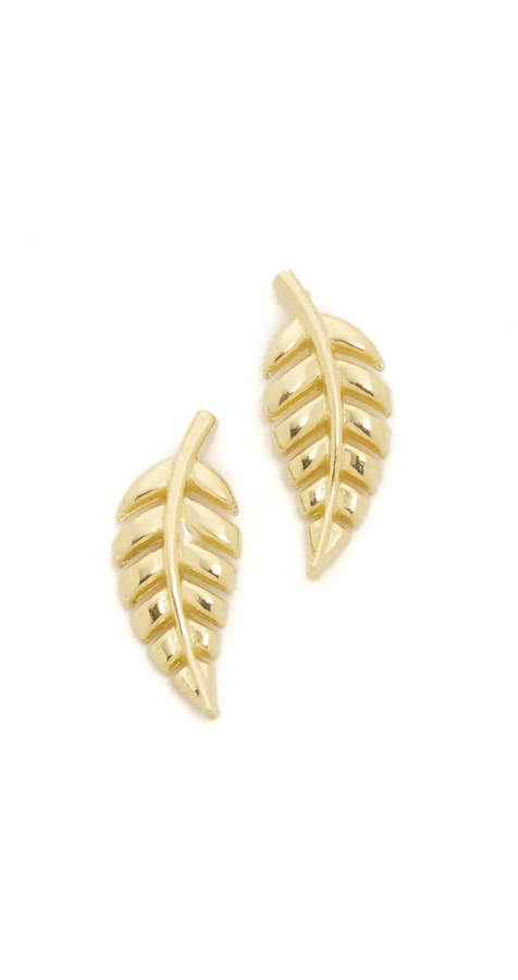 Jennifer Meyer Jewelry 18k Gold Mini Leaf Stud Earrings