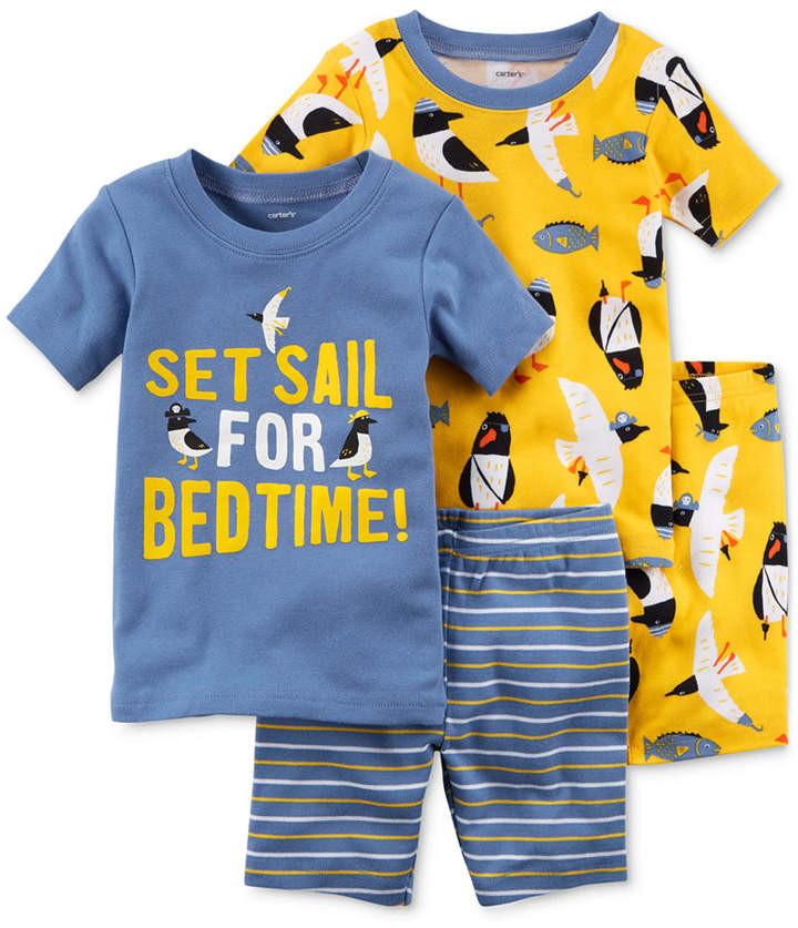 4-Pc. Penguin-Print Cotton Pajama Set, Baby Boys
