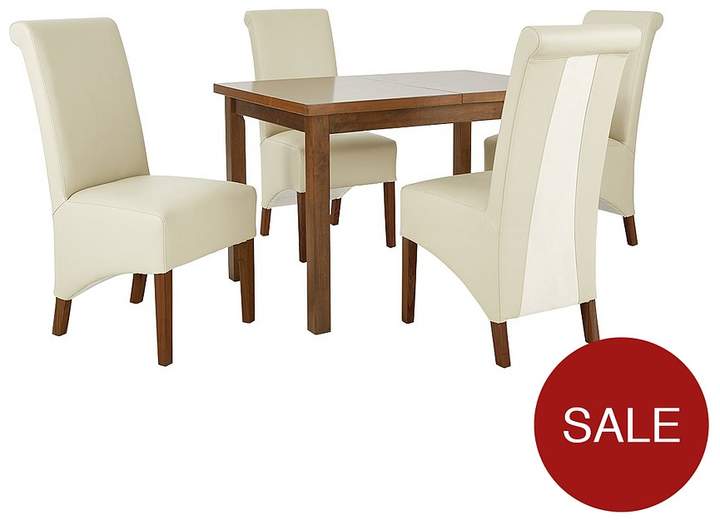 Evelyn 120-150 Cm Solid Wood Extending Dining Table + 4 Sienna Chairs