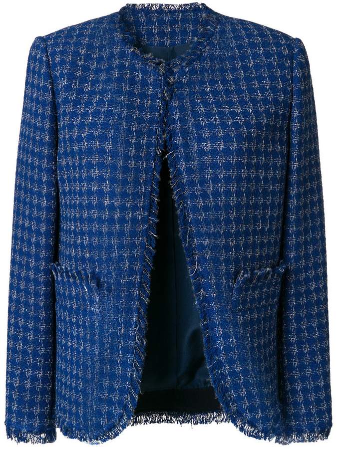 Bouclé-Jacke mit Fransen