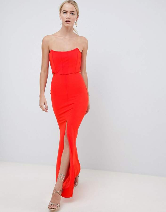 DESIGN corset cut out maxi dress