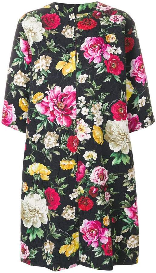 rose print brocade coat