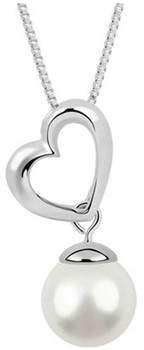 Blue Pearls Kettenanhänger Herz-Halskette Weisse Perle und Rhodium überzogen