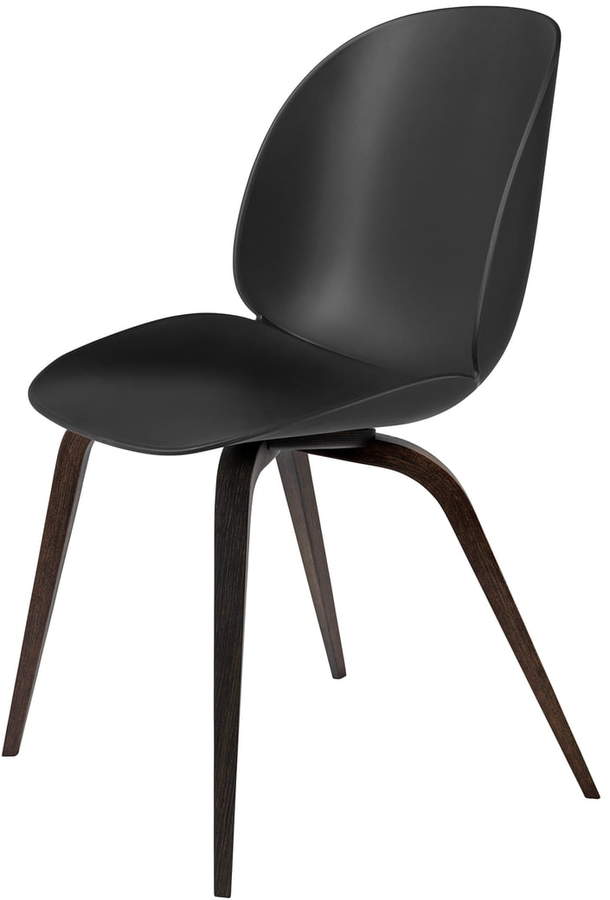 Gubi - Beetle Dining Chair, Wood Base, Eiche geräuchert / Schwarz
