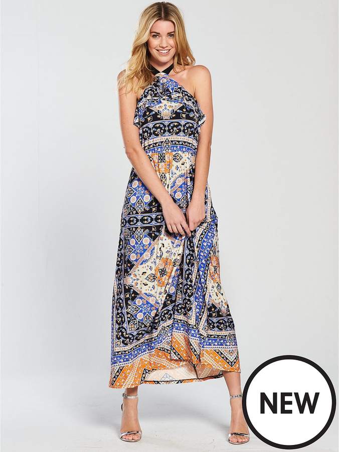 Scarf Print Jersey Maxi Dress