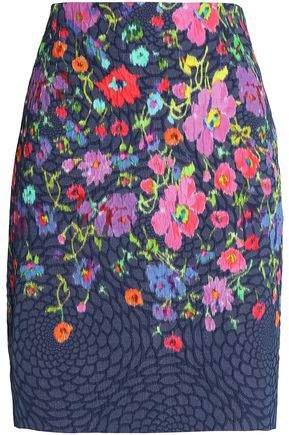 Flora-Print Cloqué Mini Skirt