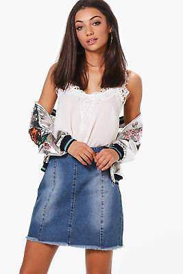 Damen Tall Tia Minirock aus Denim mit unversäumten Schnittkanten in