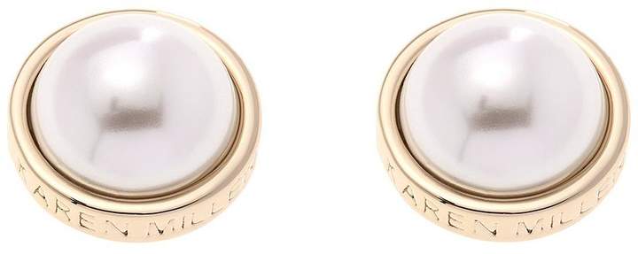 Gold Logo Pearl Earrings