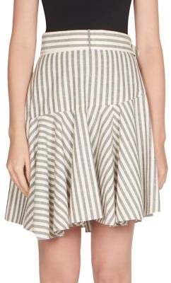 Striped Poplin Flounce Skirt