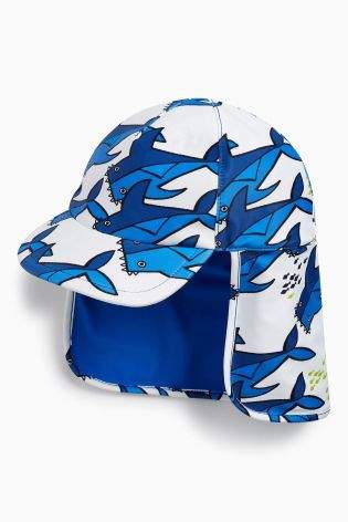 Boys Blue Shark Print Legionnaire's Hat (Younger Boys) - Blue