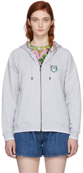 Grey Tiger Crest Hoodie