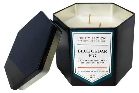 Chesapeake Bay Candle Hexagon Black Tin Candle - Blue Cedar Fig - 11oz