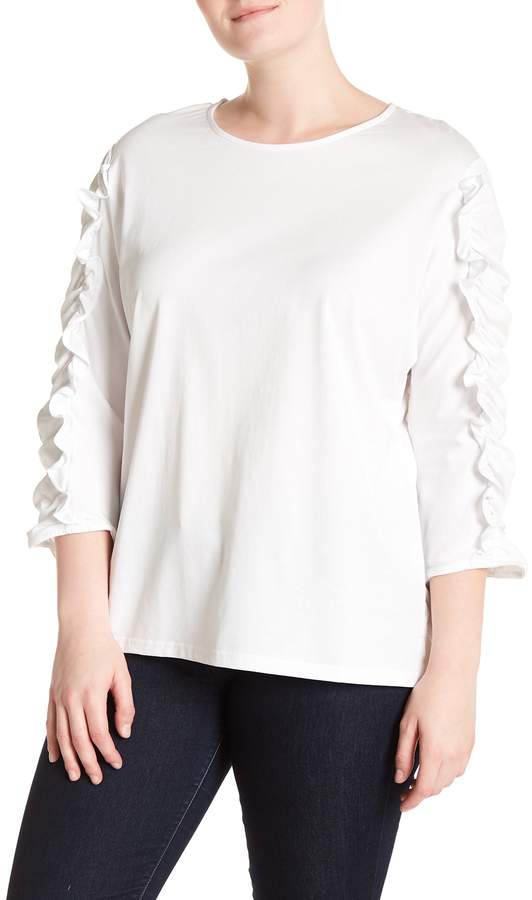 MELLODAY Ruched Sleeve Tee (Plus Sleeve)