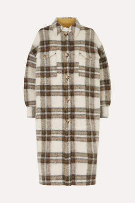 Etoile Isabel Marant Gabrion Oversized Checked Brushed-felt Coat - Army green