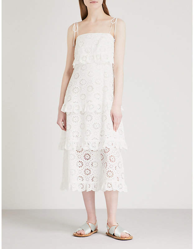 Lumino Daisy Tier broderie anglaise cotton midi dress