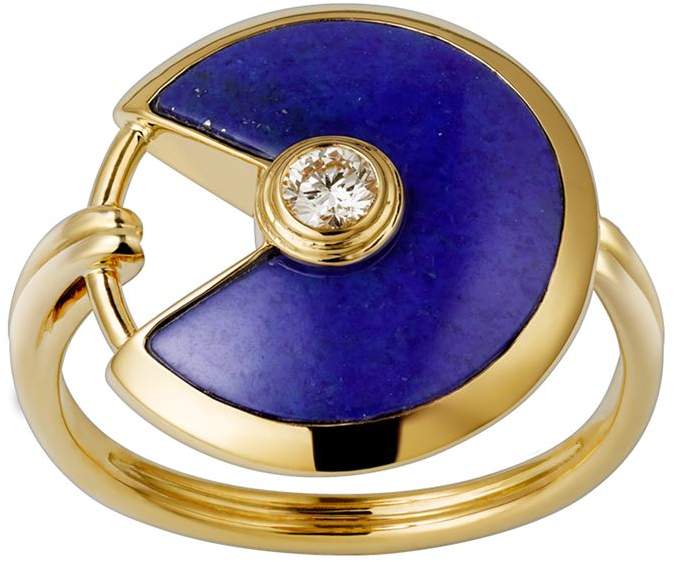 Small Yellow Gold and Lapis Lazuli Amulette de Ring