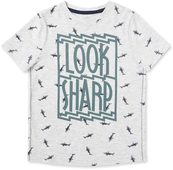 Tu Clothing White Grey 'Look Sharp' Print T-shirt