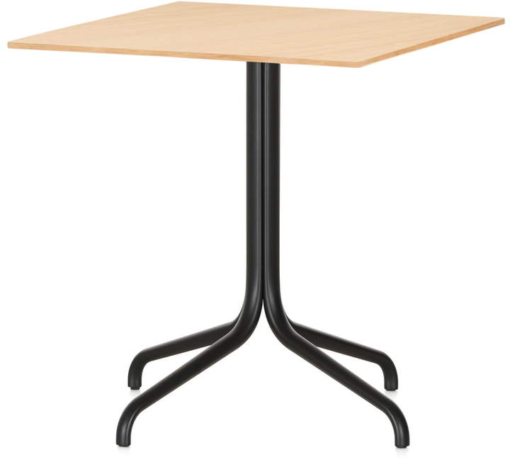 Belleville Bistrotisch Indoor, quadratisch, 75 x 75 cm, tiefschwarz, Furnier Eiche hell