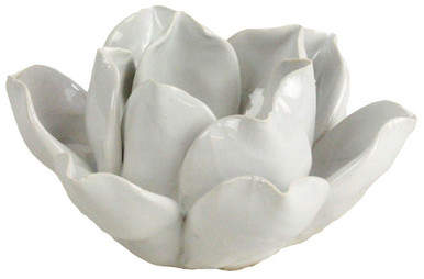Lotus Tea Light Holder White