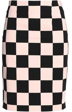 Checked Stretch-Cotton Skirt