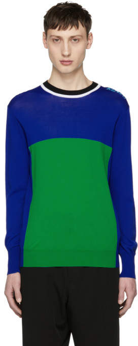Blue and Green Colorblock Cycling Sweater
