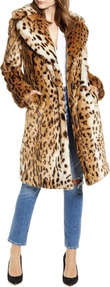 KENDALL + KYLIE Leopard Faux Fur Coat