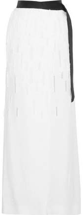 Fringe-Trimmed Devor&eacute Maxi Skirt