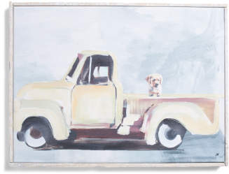 18x24 Truck & Pup Canvas Wall Art