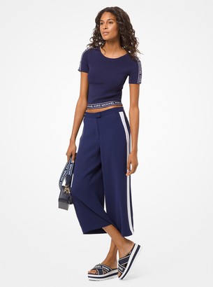 MICHAEL Michael Kors Contrast Stripe Wide-Leg Pants