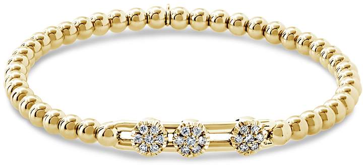 Hulchi Belluni 18K Yellow Gold Tresore Diamond Triple Station Stretch Bracelet