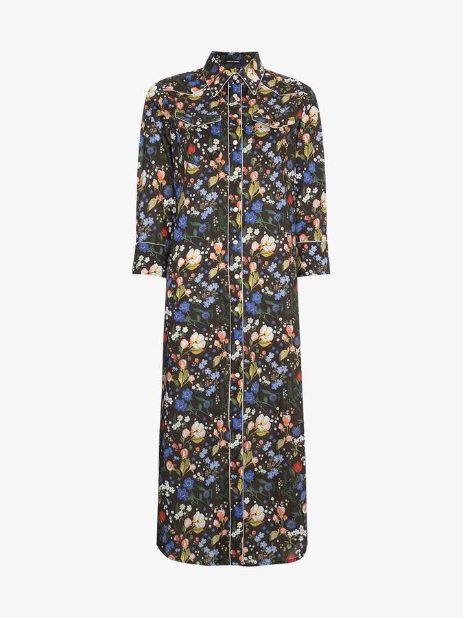 floral print cowboy maxi dress