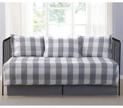 Truly Soft Buffalo Plaid Daybed Quilt Set in Grey