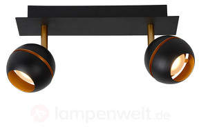 Zweiflammige LED-Deckenleuchte Binari in Schwarz