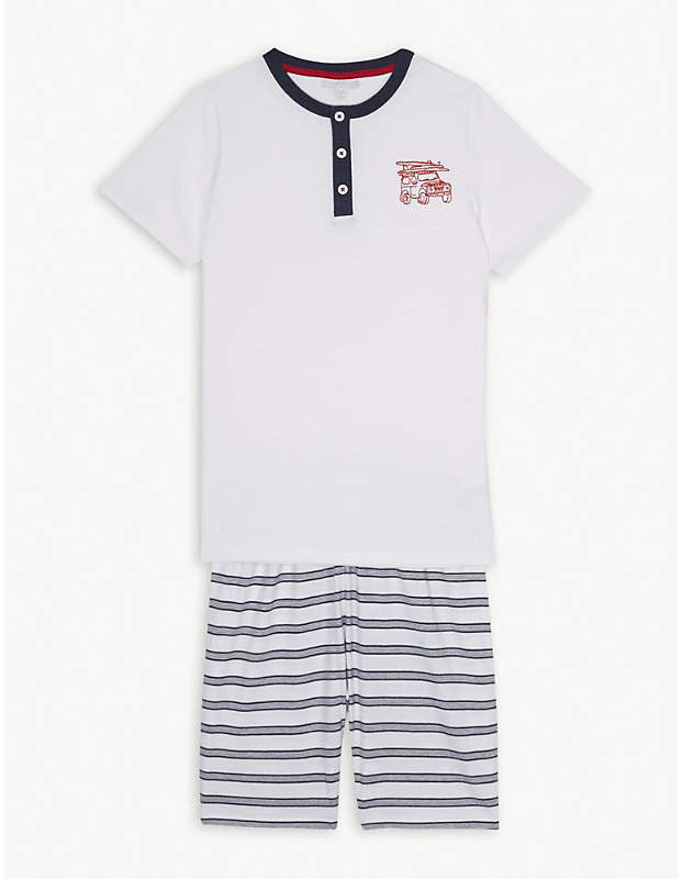 The Little White Company Beach cruiser print striped cotton pyjamas 7-12 years