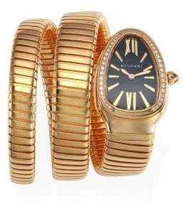 Serpenti Diamond Rose Gold Single Twist Bracelet Watch