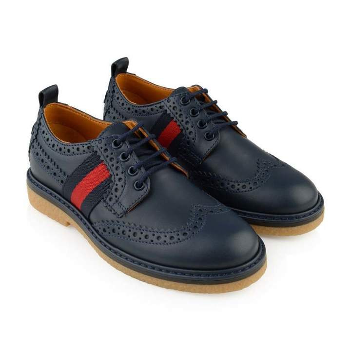 GUCCIBoys Navy Leather Brogue Shoes