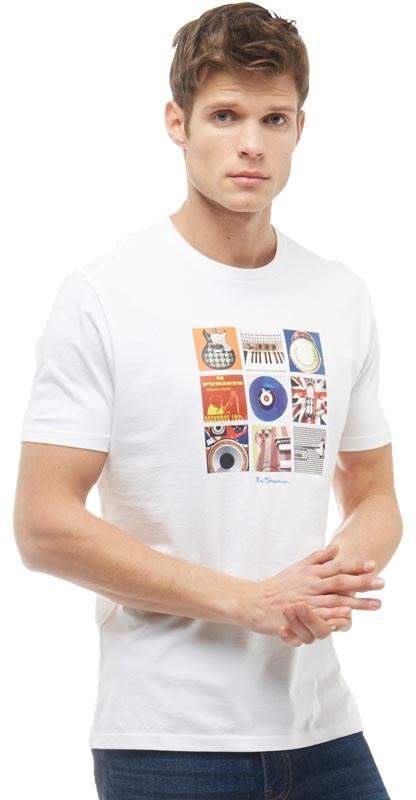 Herren Music Symbols Grafik T-Shirt Weiß
