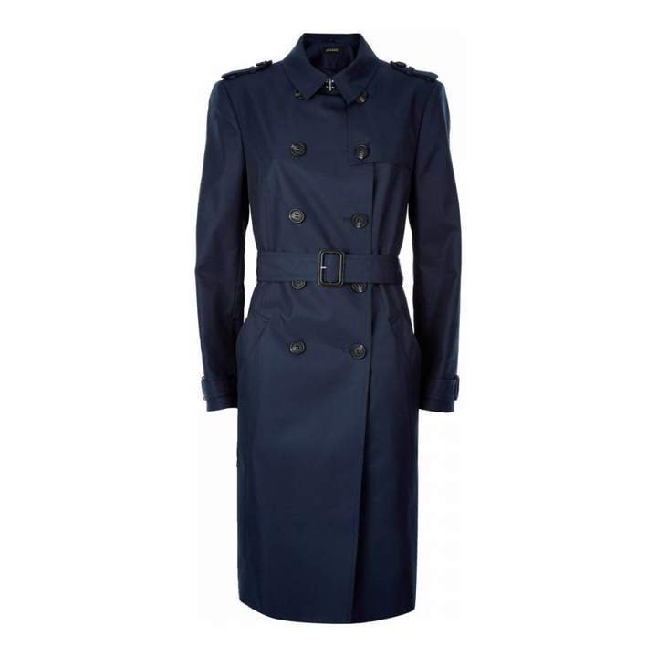Navy Cotton Blend Trench Coat