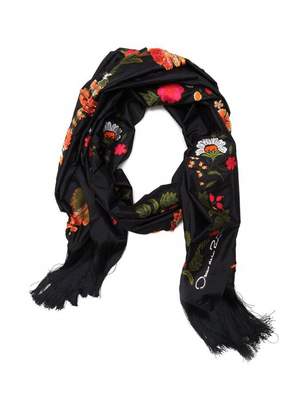 Oscar de la Renta Floral Border Scarf