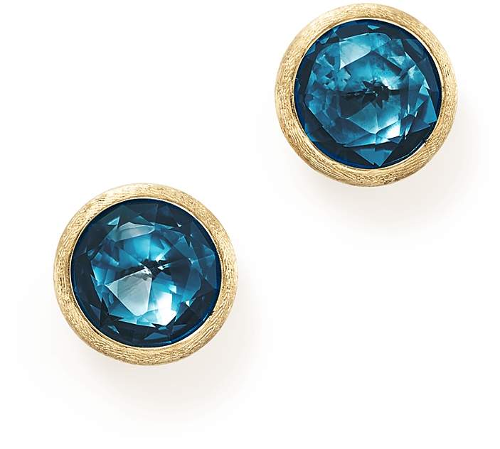 18K Yellow Gold Jaipur London Blue Topaz Stud Earrings