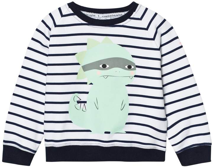 Scamp & Dude Navy and White Stripe Dinosaur Sweatshirt