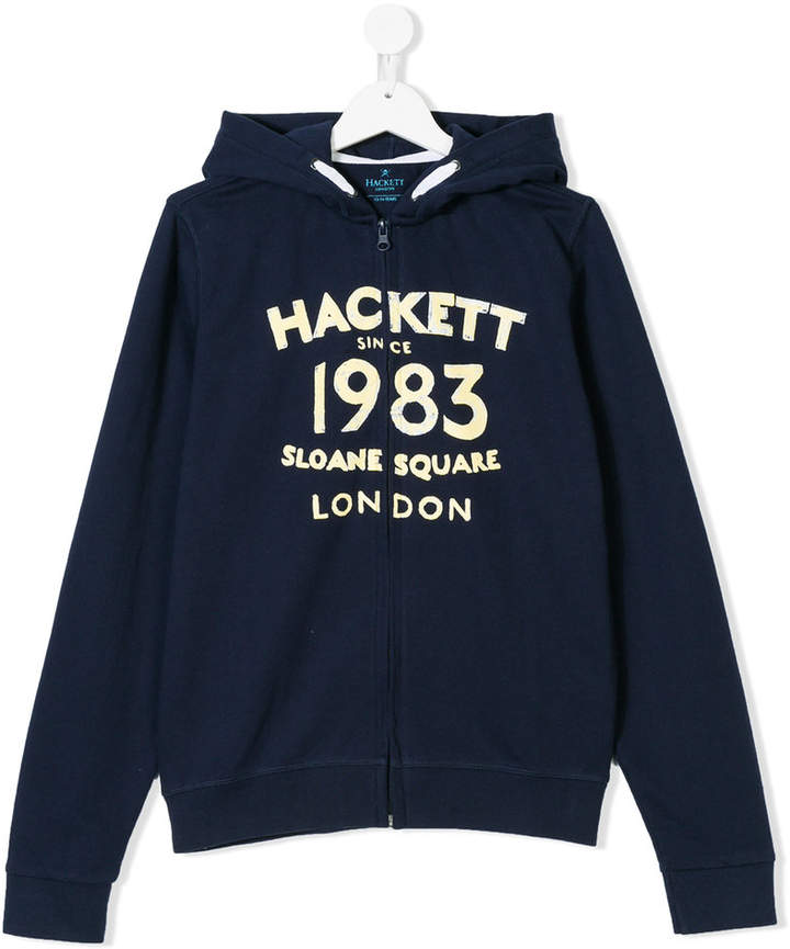 Hackett Kids logo print zipped hoodie