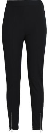 Zip-Detailed Stretch Cotton And Modal-Blend Ponte Slim-Leg Pants