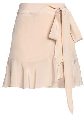 Michelle Mason Belted Fluted Silk-Satin Mini Skirt