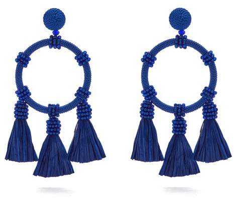 Tassel-drop hoop earrings