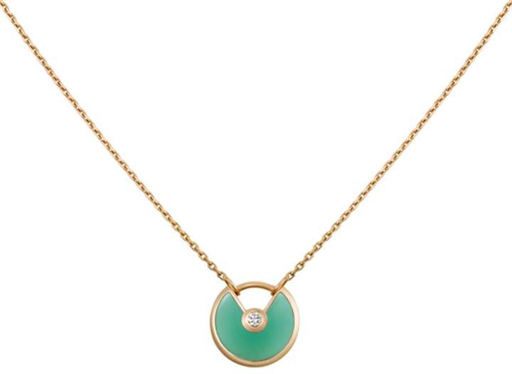 Extra Small Yellow Gold and Chrysoprase Amulette de Necklace