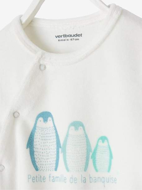 Baby Velour Sleepsuit - white light all over printed