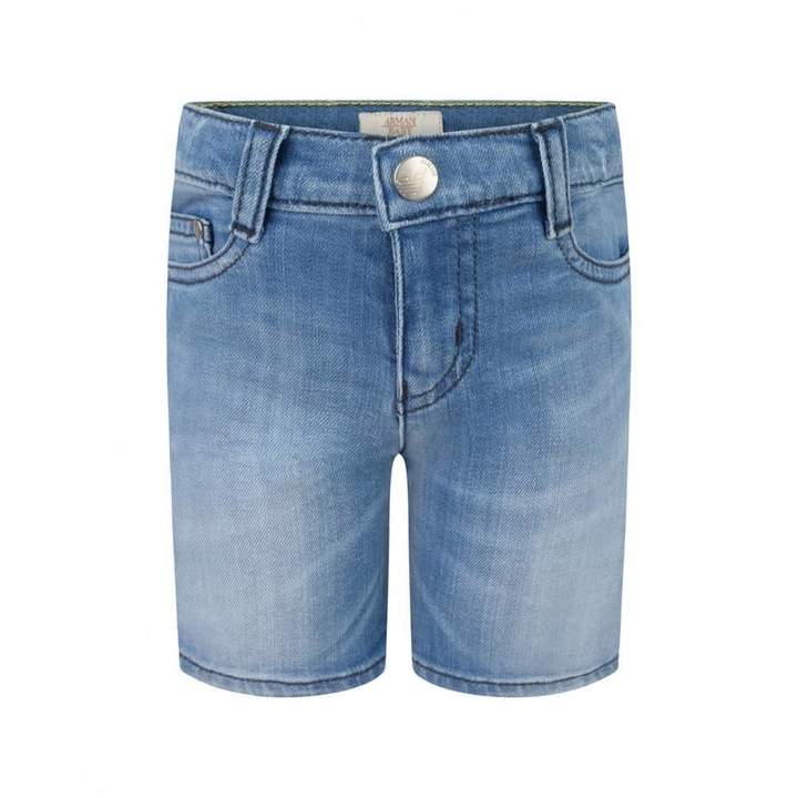 Armani JuniorBaby Boys Blue Denim Shorts With Side Trims